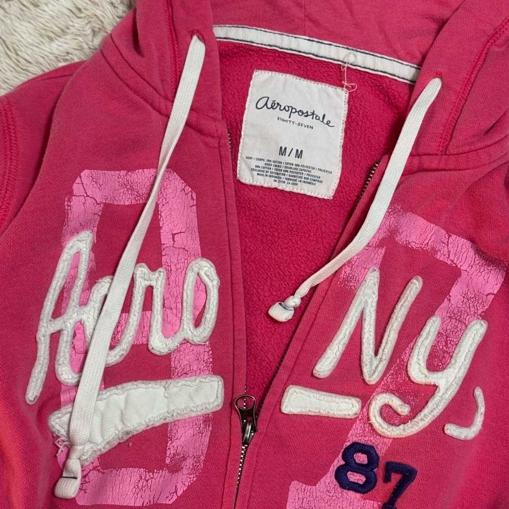 Vintage 2000s Aeropostale pink zip up Jacket with Hood - Picture 3 of 6